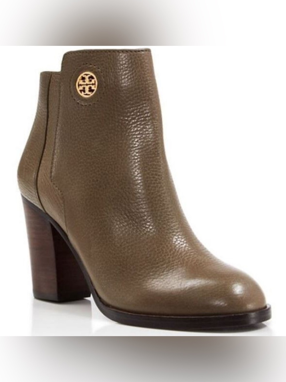 Tory Burch Junction Porcini Green Tumbled Leather Ankle Booties Size 7.5M
